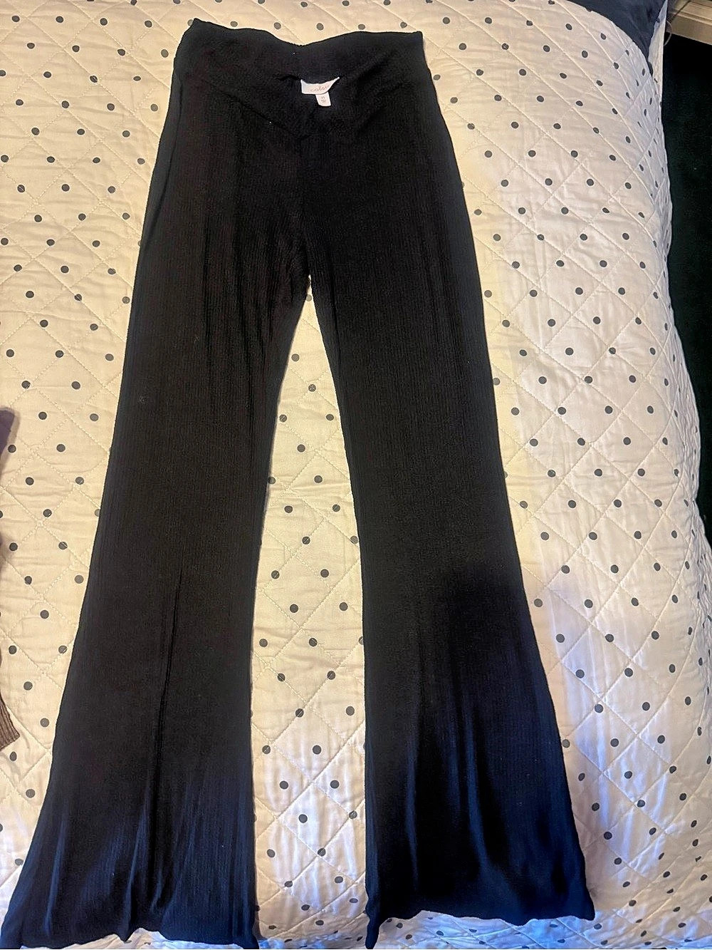 Wide Leg Ribbed Pants in Black Size XS Like New